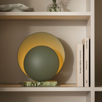 Okrągła designerska lampa stołowa zielona Orbit